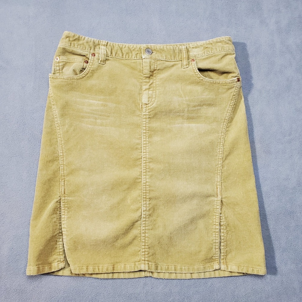 American Eagle Skirt Womens 2 Brown Corduroy Y2K Stretch Mini Front Slits